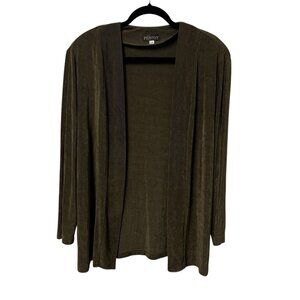 PICADILLY OPEN CARDIGAN OLIVE GREEN SIZE L CAREER ACETATE STRETCH LAGENLOOK